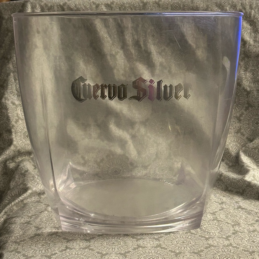 Jose Cuervo Silver Branded Bar Clear Shot Glass Whiskey Trash Can Man Cave RARE